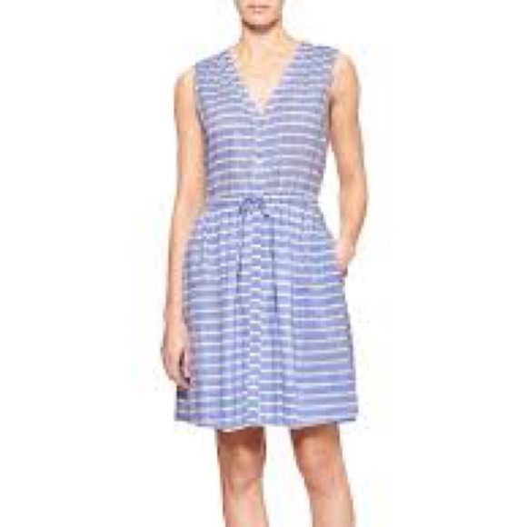 GAP Blue and White Stripes 100% Cotton Sleeveless Button Front Dress Size 4 - Picture 2 of 9